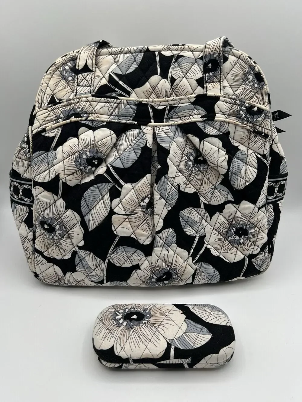 Vera Bradley Sweet Pleat Tote Purse Camellia with Matching Sunglasses Holder